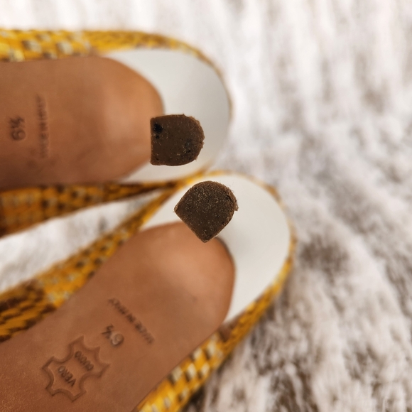 Tory Burch "Penelope" Yellow Textured Woven Cap Toe Pumps | Women's Size 6.5 - Picture 12 of 13